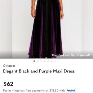Sexy Goth-Style Black and Purple Maxi Dress